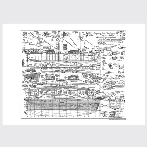 Cutty Sark General Arrangement Plan 50 x 70cm