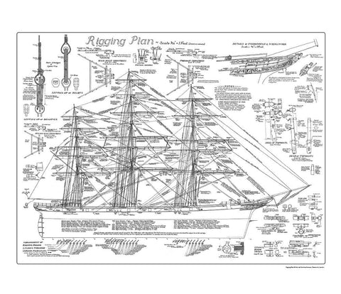 Black and white rigging plan.