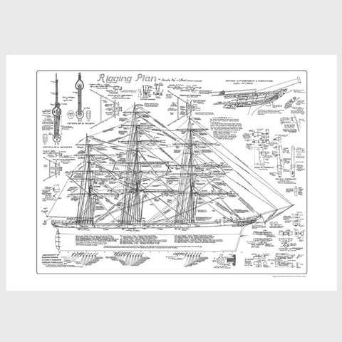 Cutty Sark Rigging Plan 50 x 70cm