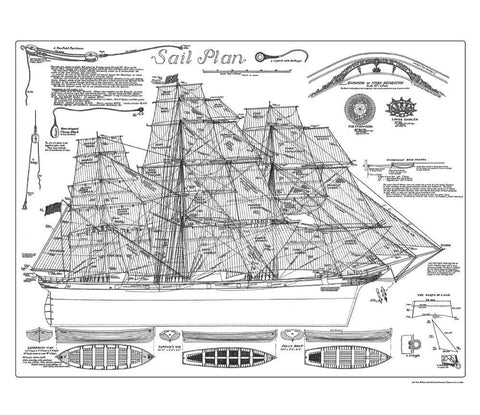 Black and white ship plan.