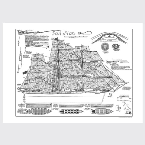 Black and white sail plan.