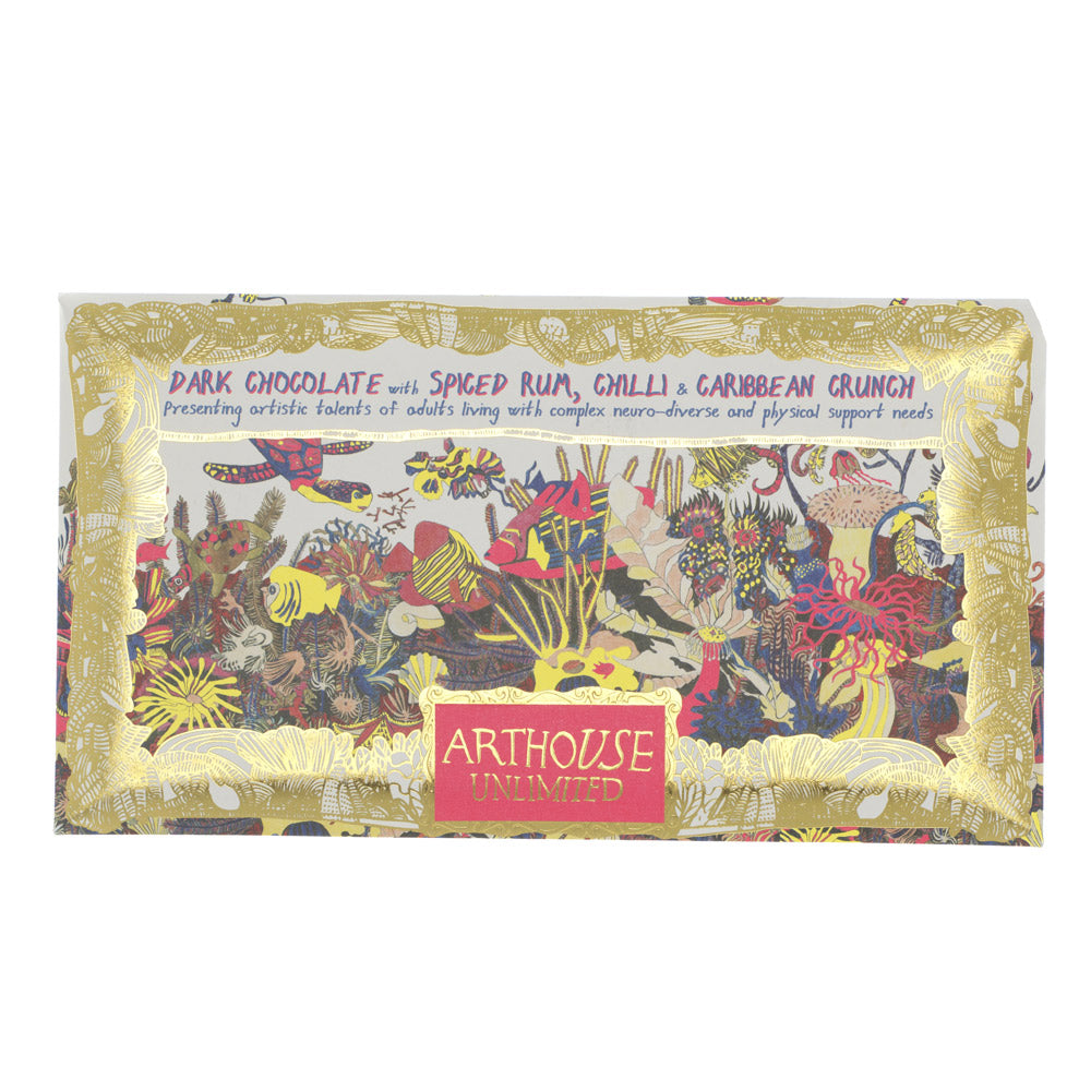 Angels of The Deep Dark Chocolate with Spiced Rum, Chilli & Caribbean Crunch - 