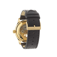 Royal Observatory Greenwich Gold Circular Skeleton Watch with Black Strap