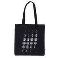 Black cotton tote bag with moon phase print