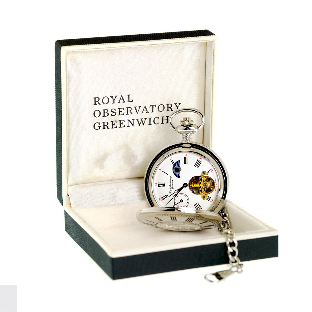 Royal Observatory Greenwich Moondial Half Hunter Pocket Watch - 