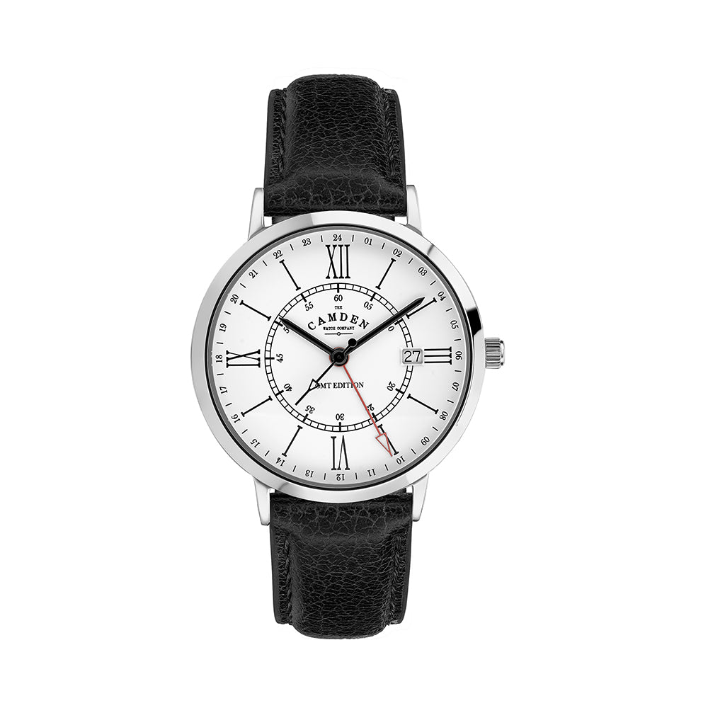 The Camden Watch Company GMT Steel Watch with Black Strap - 