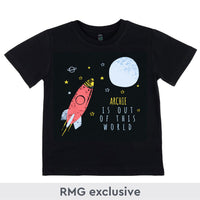 Personalised Children's T-Shirt Out of This World Black