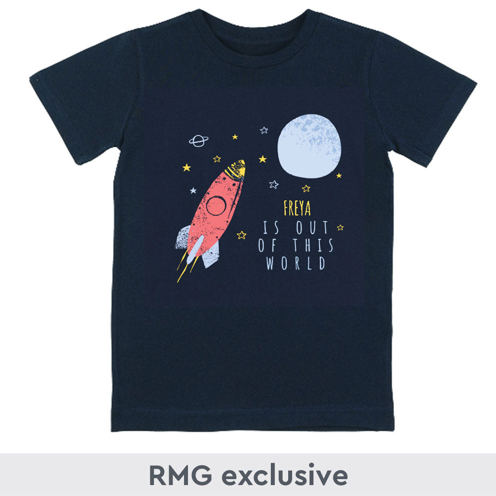 Personalised Children's T-Shirt Out of This World Navy - 