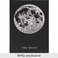 Silver Moon Foil Print on black background with 