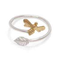 Bee Adjustable Ring Sterling Silver and Gold Vermeil