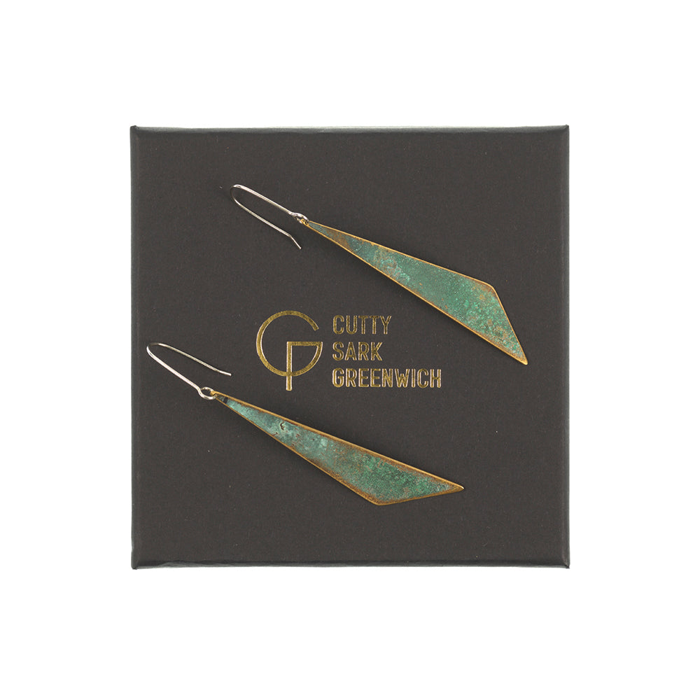 Cutty Sark Brass Triangle Drop Earrings - 