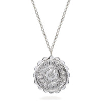Sterling Silver Flower Disc Necklace