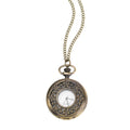 Mini engraved brass pocket watch on a chain.