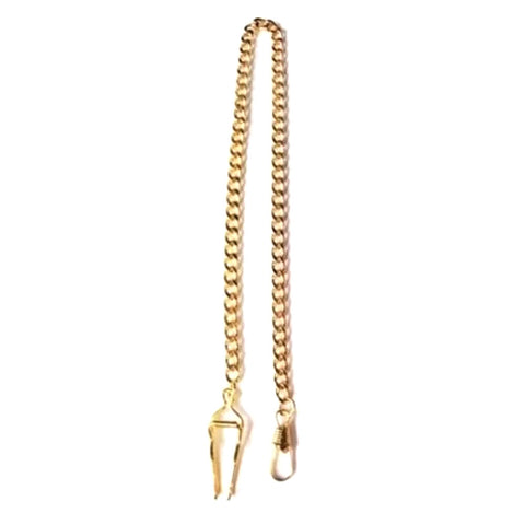 Gold link watch chain.