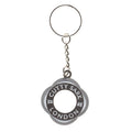 Metal keyring with rope design and cutout wording: Cutty Sark London.