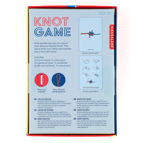 Information on the back of the Knot Game packaging.