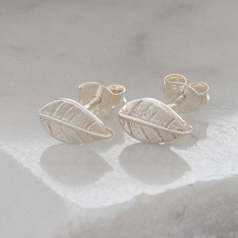 Sterling Silver Leaf Stud Earrings