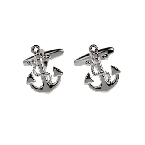 Silver anchor and chain cufflinks.