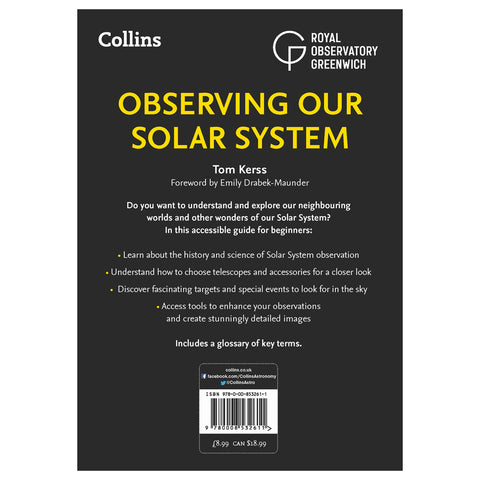 Back cover of Observing our Solar System: A Beginner’s Guide.