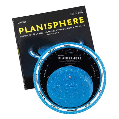 Blue, black and white planisphere with its packaging.