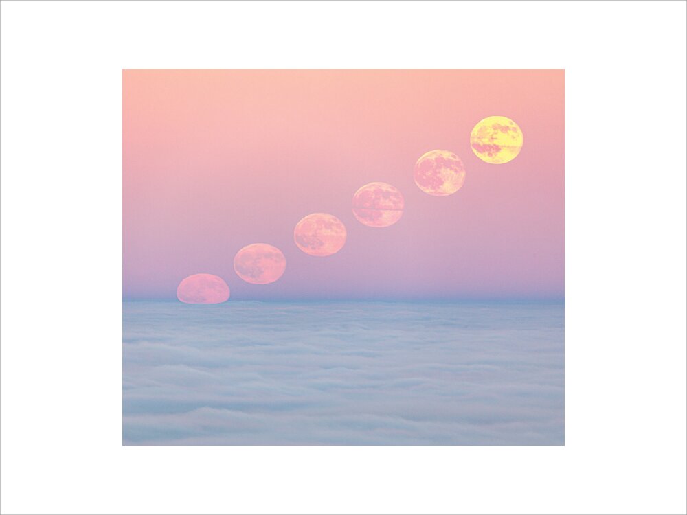 Moonrise over cloud inversion (Custom Print)