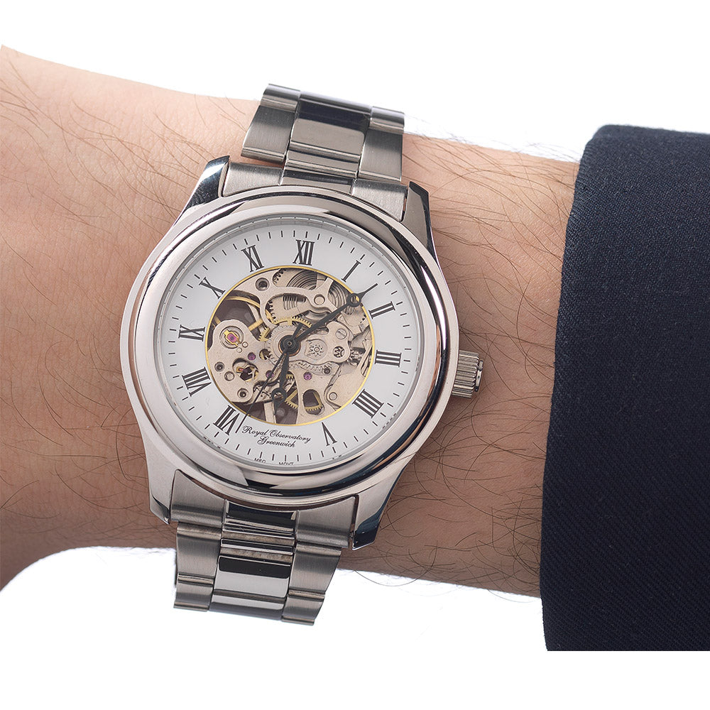 Royal Observatory Greenwich Chrome Skeleton Bracelet Watch - 