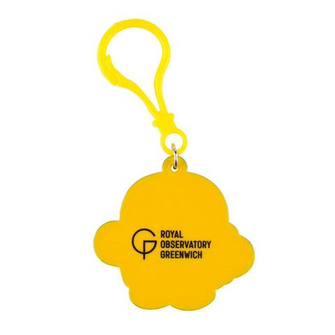 Yellow bag clip back with the Royal Observatory Greenwich logo. 