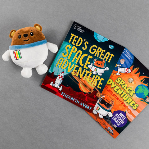 Two Ted's Space Adventure books and a Ted plush toy.